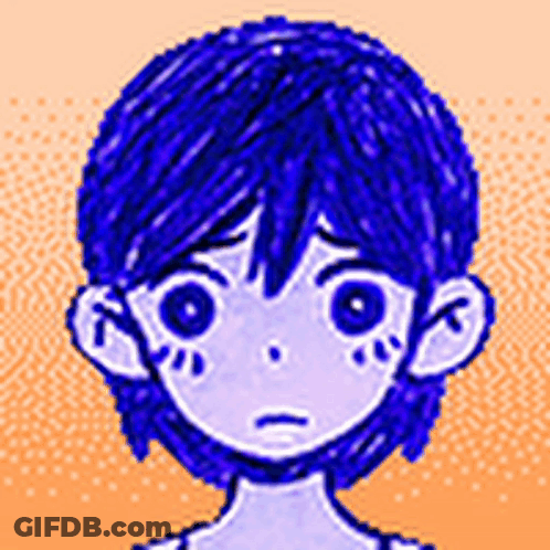 Pixel Art Boy With Blue Hair And Big Eyes GIF