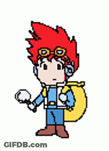 Pixel Art Boy With Red Hair And Goggles GIF