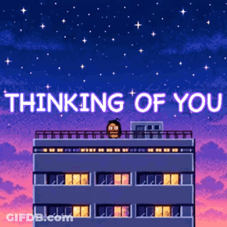 Pixel Art Building Saying Thinking Of You GIF