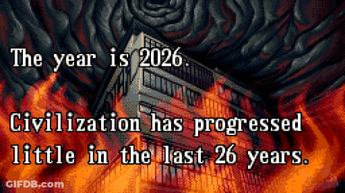 Pixel Art Burning Building 2026 GIF