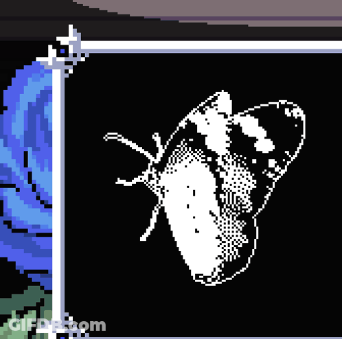 Pixel Art Butterfly With Red Spot GIF