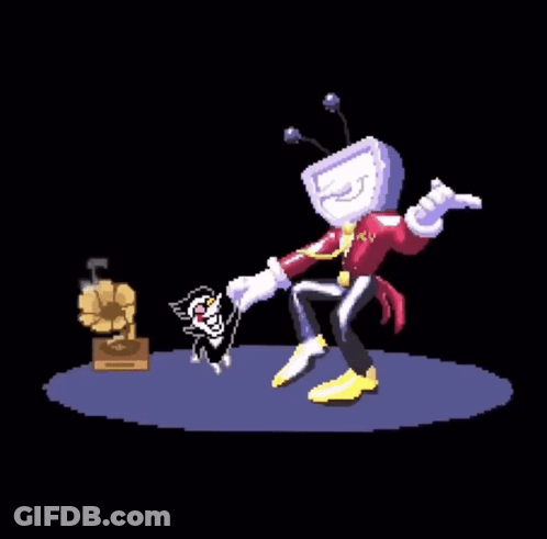 Pixel Art Cartoon Character Dancing With Cat GIF