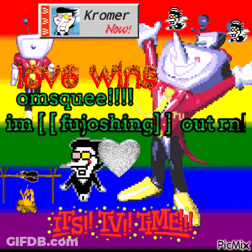 Pixel Art Cartoon Character Love Wins Omsquee !!! GIF
