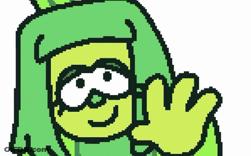 Pixel Art Cartoon Character With Green Hair GIF