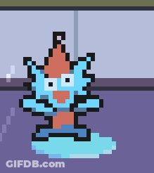 Pixel Art Cartoon Character With Red Hat GIF