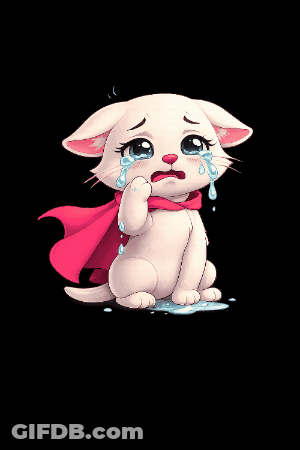 Pixel Art Cat Crying Tears GIF