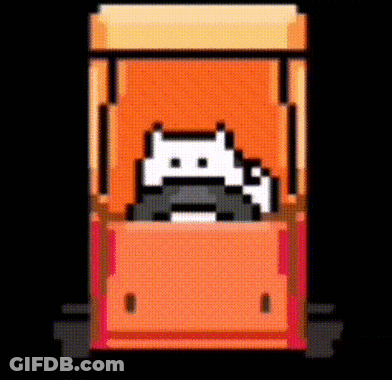 Pixel Art Cat Driving Truck GIF