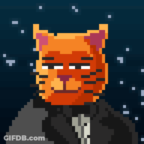Pixel Art Cat Holding Drink GIF