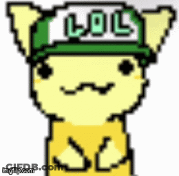 Pixel Art Cat In Green Hat Saying Lol GIF