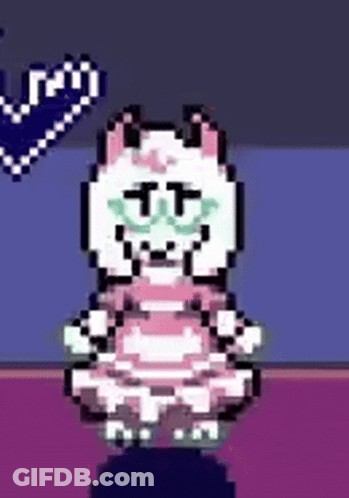 Pixel Art Cat In Pink And White Dress GIF
