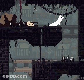 Pixel Art Cat Laying On Bridge GIF
