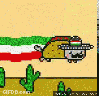 Pixel Art Cat Wearing Sombrero GIF