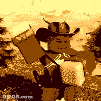 Pixel Art Cat With Cowboy Hat And Gun GIF