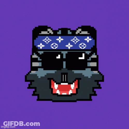Pixel Art Cat With Glasses And Yellow Eye GIF
