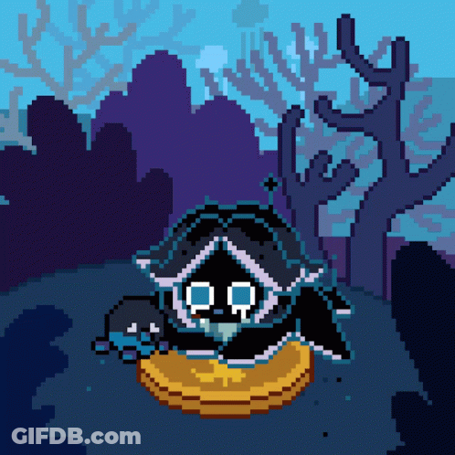 Pixel Art Cat With Hood And Blue Eyes GIF