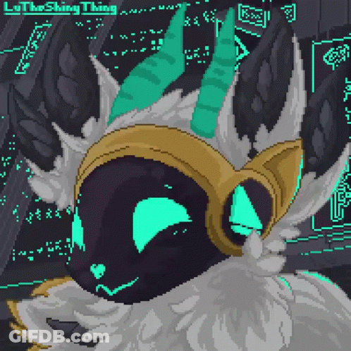 Pixel Art Cat With Horns And Wings GIF