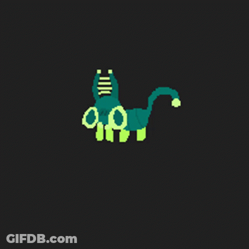 Pixel Art Cat With IIK On Head GIF