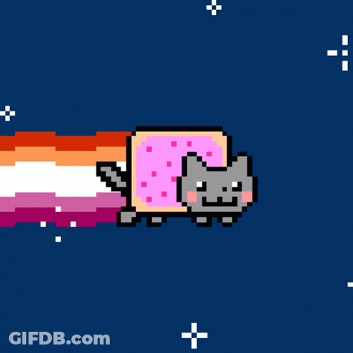 Pixel Art Cat With Pink Toaster GIF
