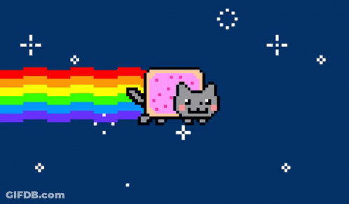 Pixel Art Cat With Rainbow From Nose GIF