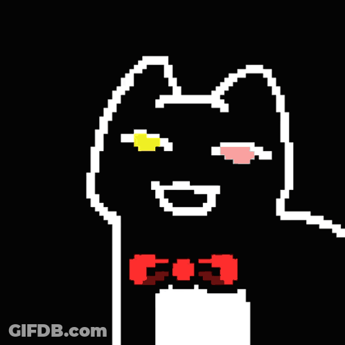 Pixel Art Cat With Red Bow Tie GIF
