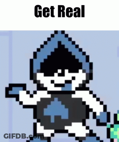 Pixel Art Character Saying Get Real GIF
