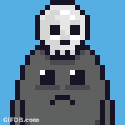 Pixel Art Character With Skull GIF