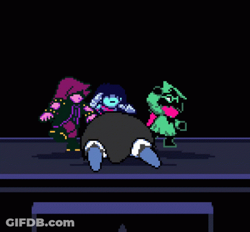 Pixel Art Characters Standing On Stage GIF