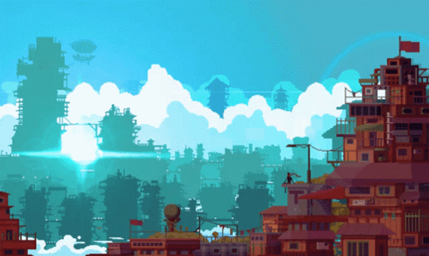 Pixel Art China Town GIF