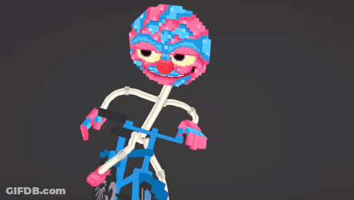 Pixel Art Clown Riding Bicycle GIF