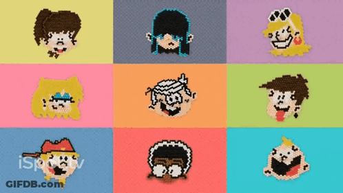 Pixel Art Collage Of Loud House Characters GIF