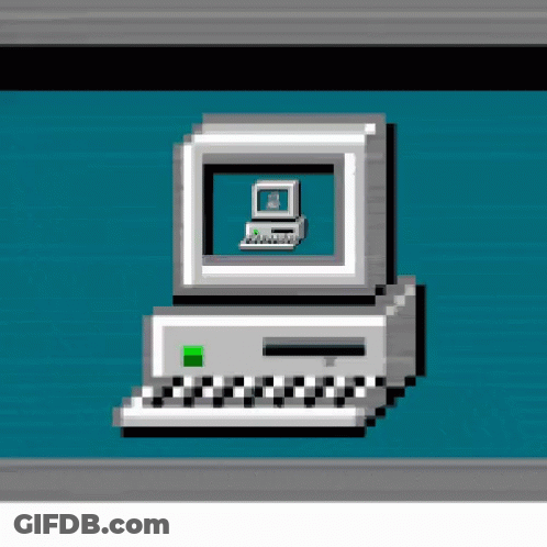 Pixel Art Computer With Green Button GIF
