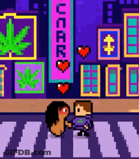 Pixel Art Couple Crossing Street GIF
