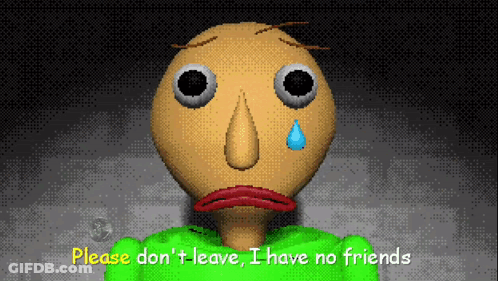 Pixel Art Crying Bald Man Saying Please Don't Leave I Have No Friends GIF