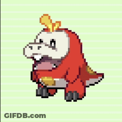 Pixel Art Dinosaur In Red Suit GIF