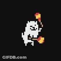 Pixel Art Dog Holding Fire Stick GIF