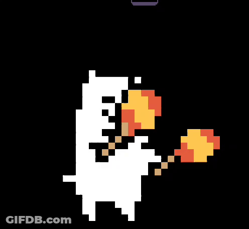 Pixel Art Dog Holding Torch GIF