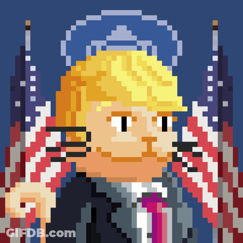 Pixel Art Donald Trump With American Flag GIF