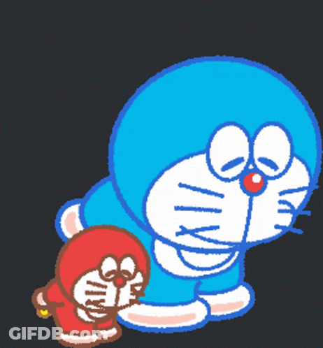 Pixel Art Doraemon And Smaller Doraemon GIF