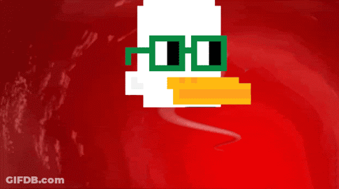 Pixel Art Duck With Green Glasses And Yellow Beak GIF