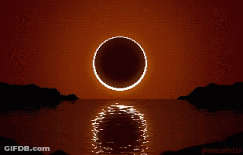Pixel Art Eclipse Over Ocean By Anasabbdin GIF