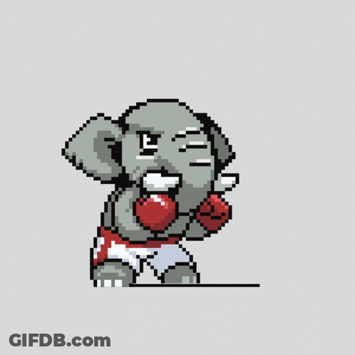 Pixel Art Elephant Boxing GIF