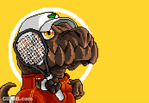 Pixel Art Elephant Holding Tennis Racquet Saying Nole GIF