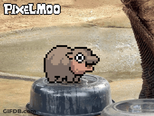 Pixel Art Elephant Sitting In Water GIF