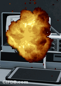 Pixel Art Explosion With Phone And Microwave GIF