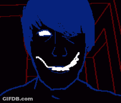 Pixel Art Face With Blue Hair GIF