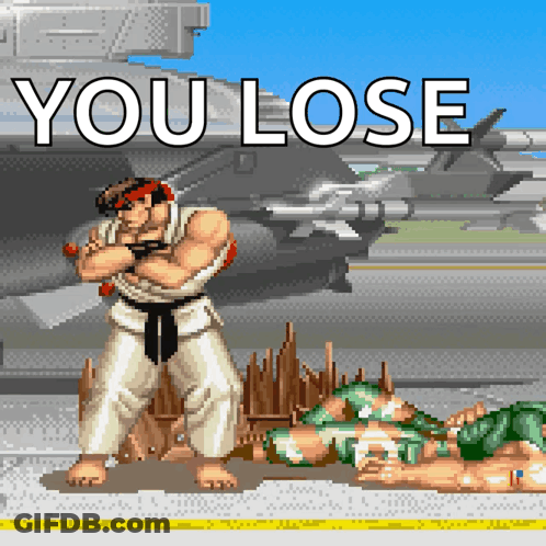 Pixel Art Fighter Saying You Lose GIF