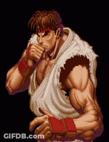 Pixel Art Fighter With Red Headband GIF