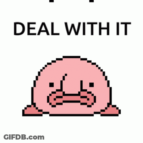 Pixel Art Fish Saying Deal With It GIF