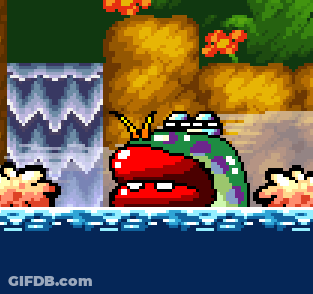 Pixel Art Fish With Red Mouth GIF