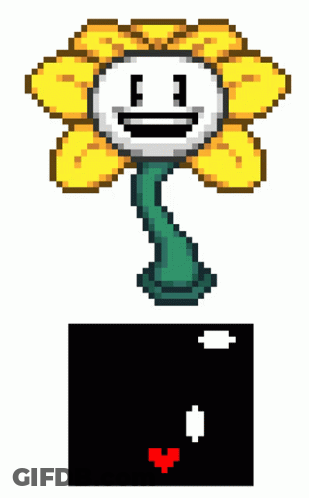 Pixel Art Flower With Face And Green Stem GIF